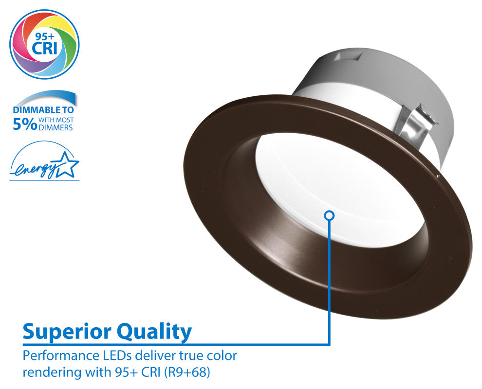 DLR(v6) Recessed LED Downlight, Oil-Rubbed Bronze, Selectable Cct, 1 Pack
