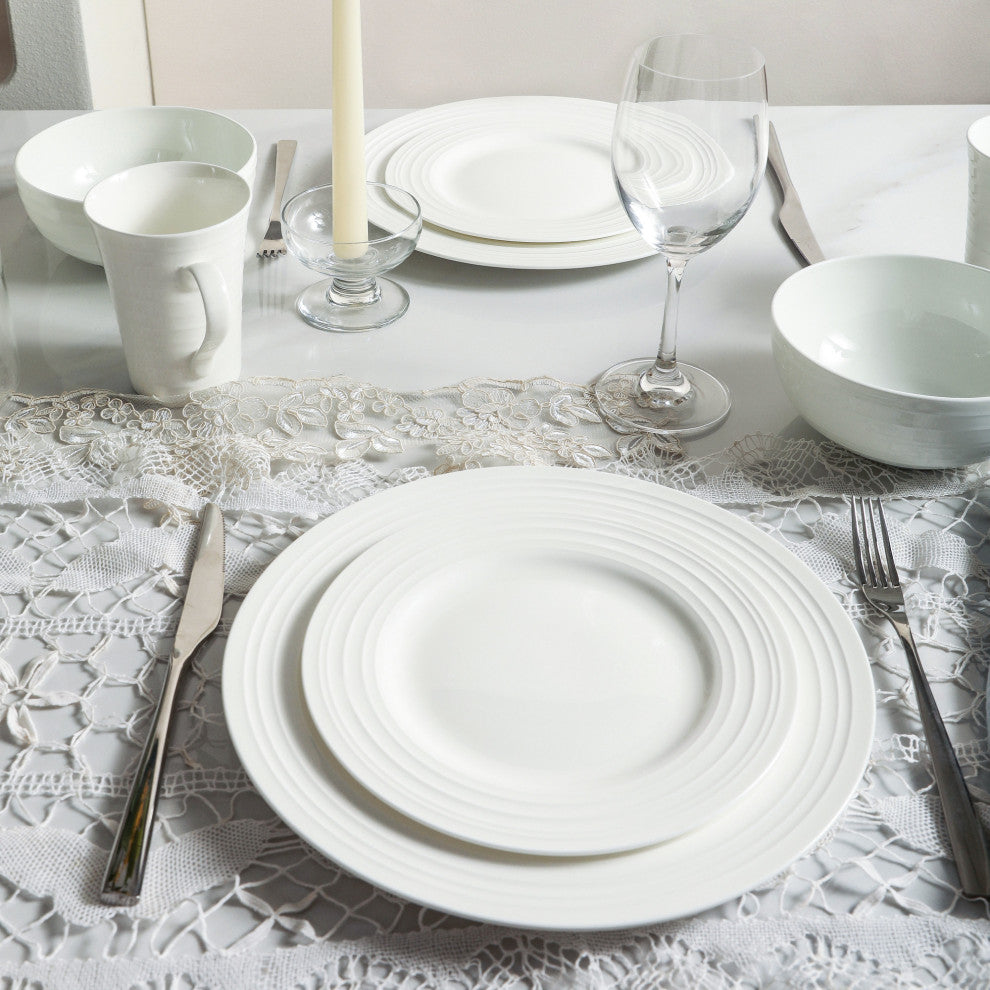 Stone Lain Eleanor Bone China 32 Piece Dinnerware Set, White