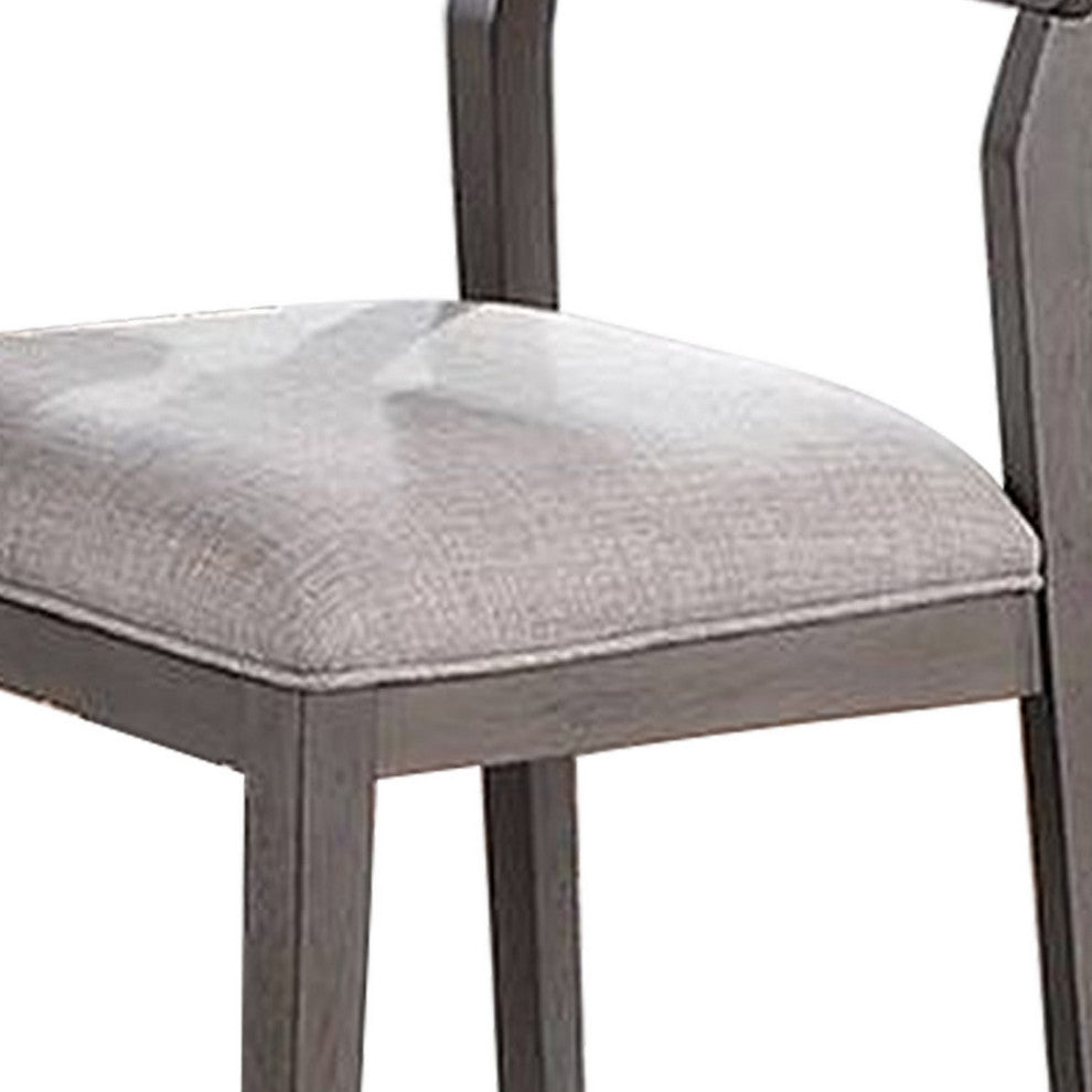 Benzara BM286292 Kya 21" Dining Chair, Ladder Back, Gray Seat, Set of 2, Gray