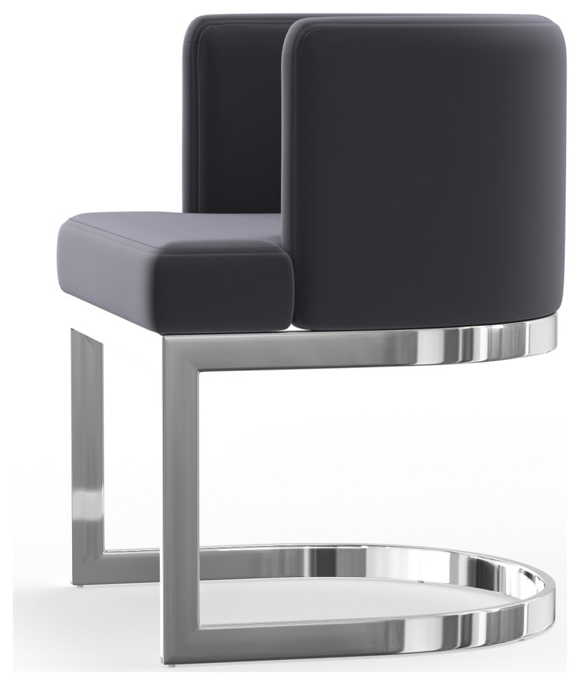 Wingback Dining chair, Gray, Stainless Steel