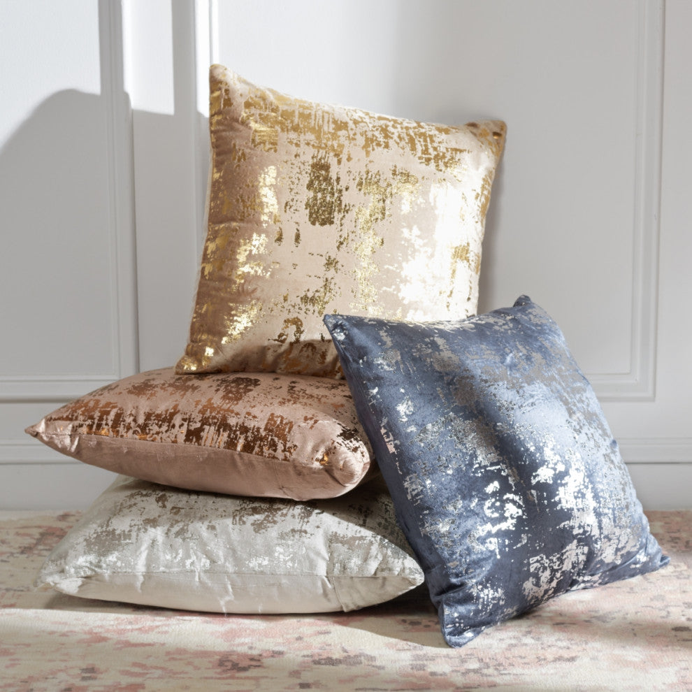 Safavieh Edmee Metallic Pillow, Light Grey/Silver