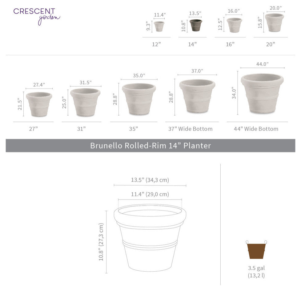 Brunello Planter, Weathered Terracotta, 14"