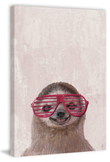 "Retro Sloth" Painting Print on Wrapped Canvas, 16"x24"