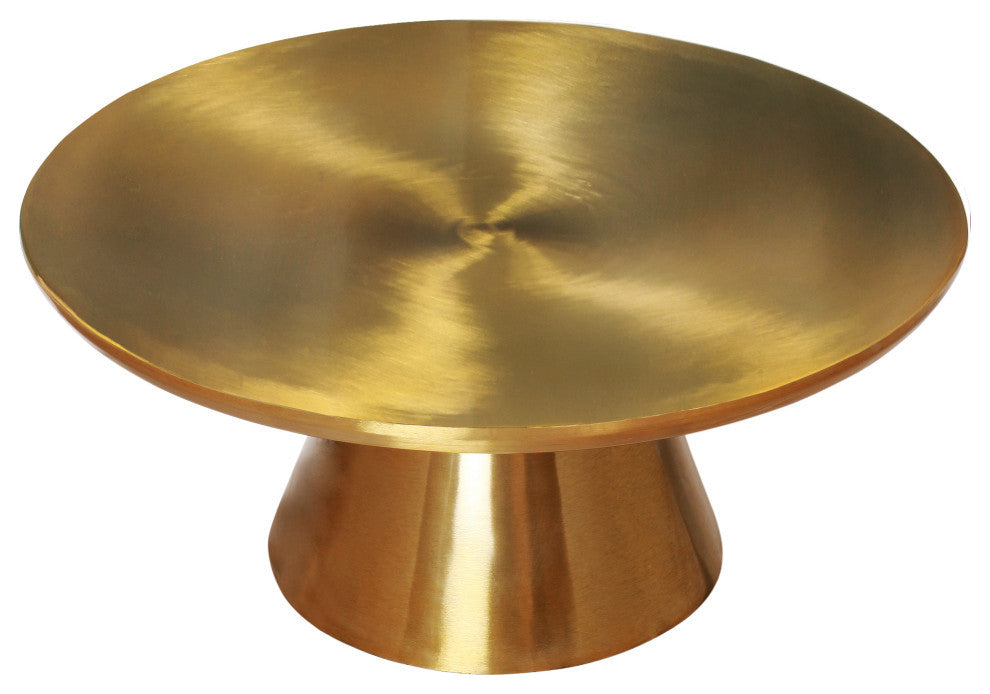 Martini Coffee Table, Brushed Gold Top, Brushed Gold Base