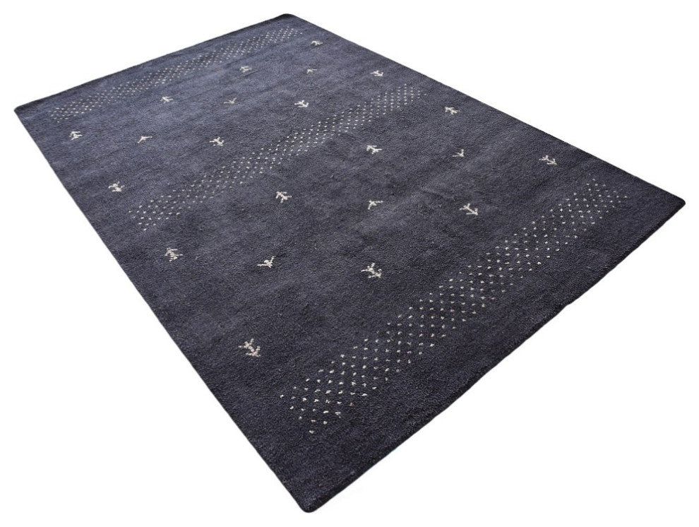 HAND KNOTTED LOOM SILK ECO-FRIENDLY RUGS-3'x5',Rectangle,Charcoal,Contemporary