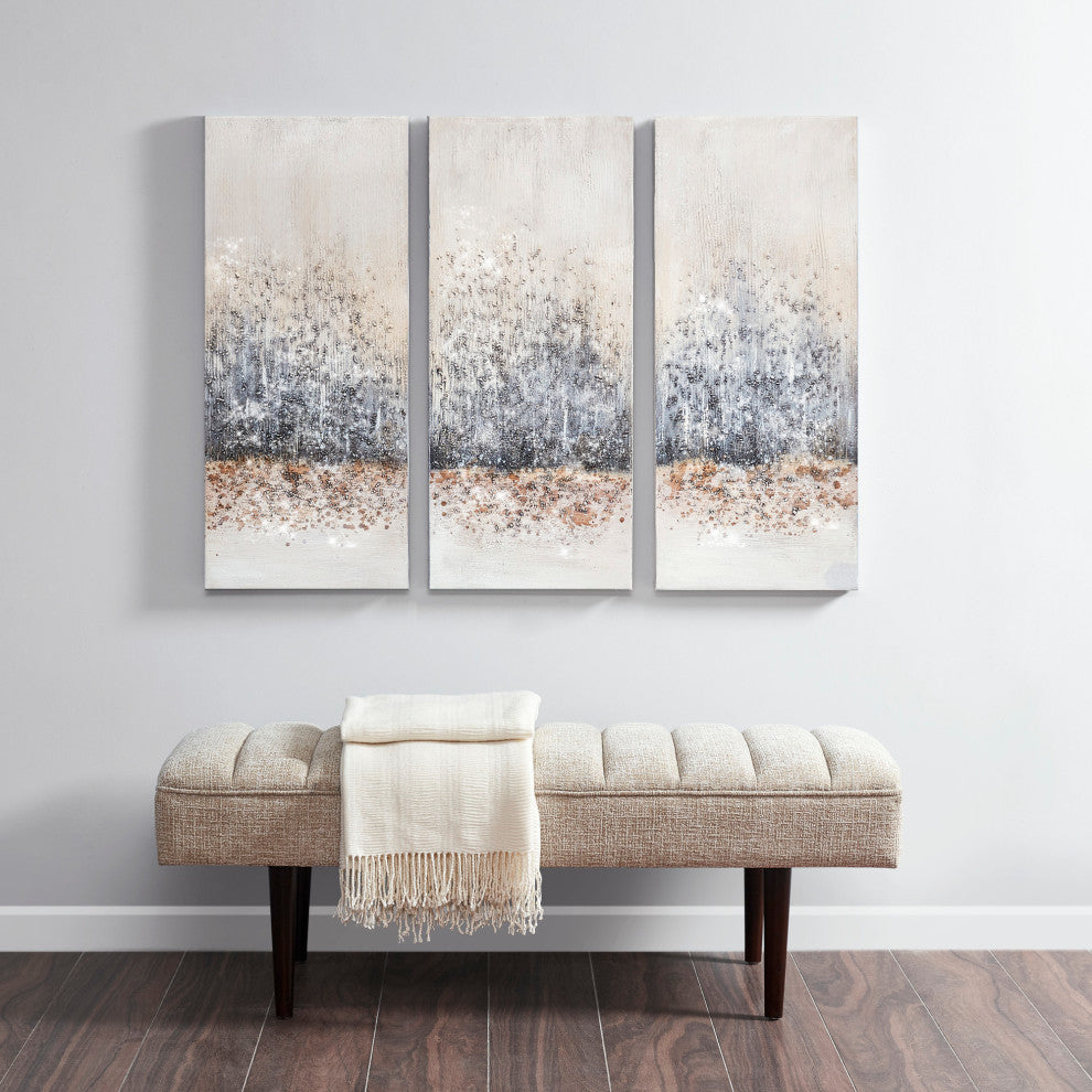 Madison Park Twilight Mystere Hand Brush Embellished Canvas, 3-Piece Set