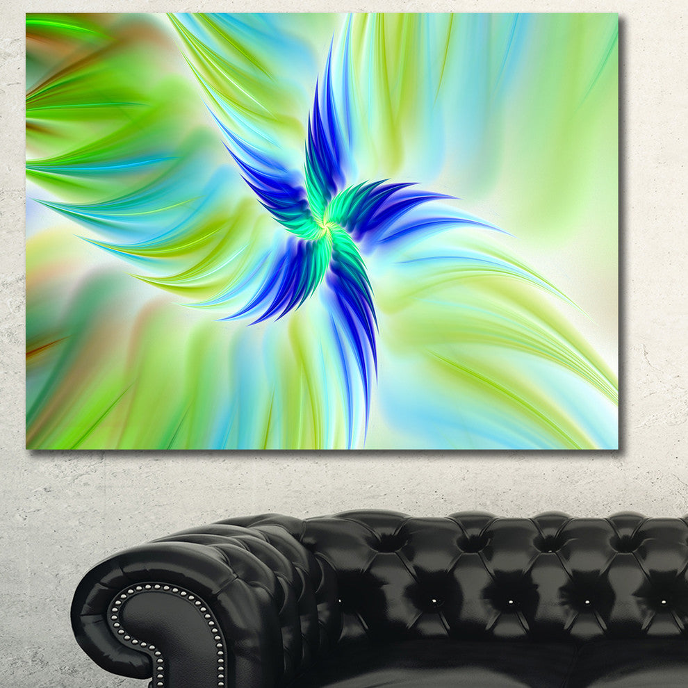 Huge Rotating Green Flower, Floral Canvas Art Print, 40"x30"