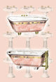 Bathroom Collage in Pink- Fine Art Giclee Print 24" x 36"