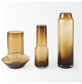 Amrita Gold And Brown Glass Vase, 10"