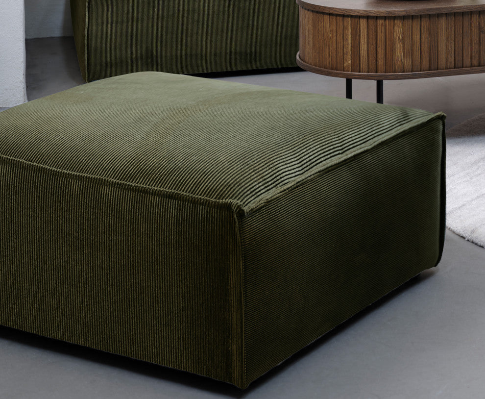 Burt Modular Ottoman, Olive Green Corduroy