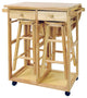 Breakfast Cart With Drop Leaf Table, Natural