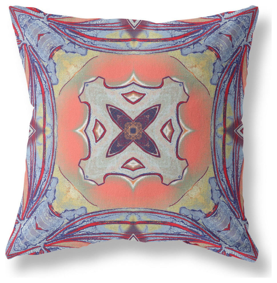 18" Purple Orange Geo Tribal Suede Throw Pillow