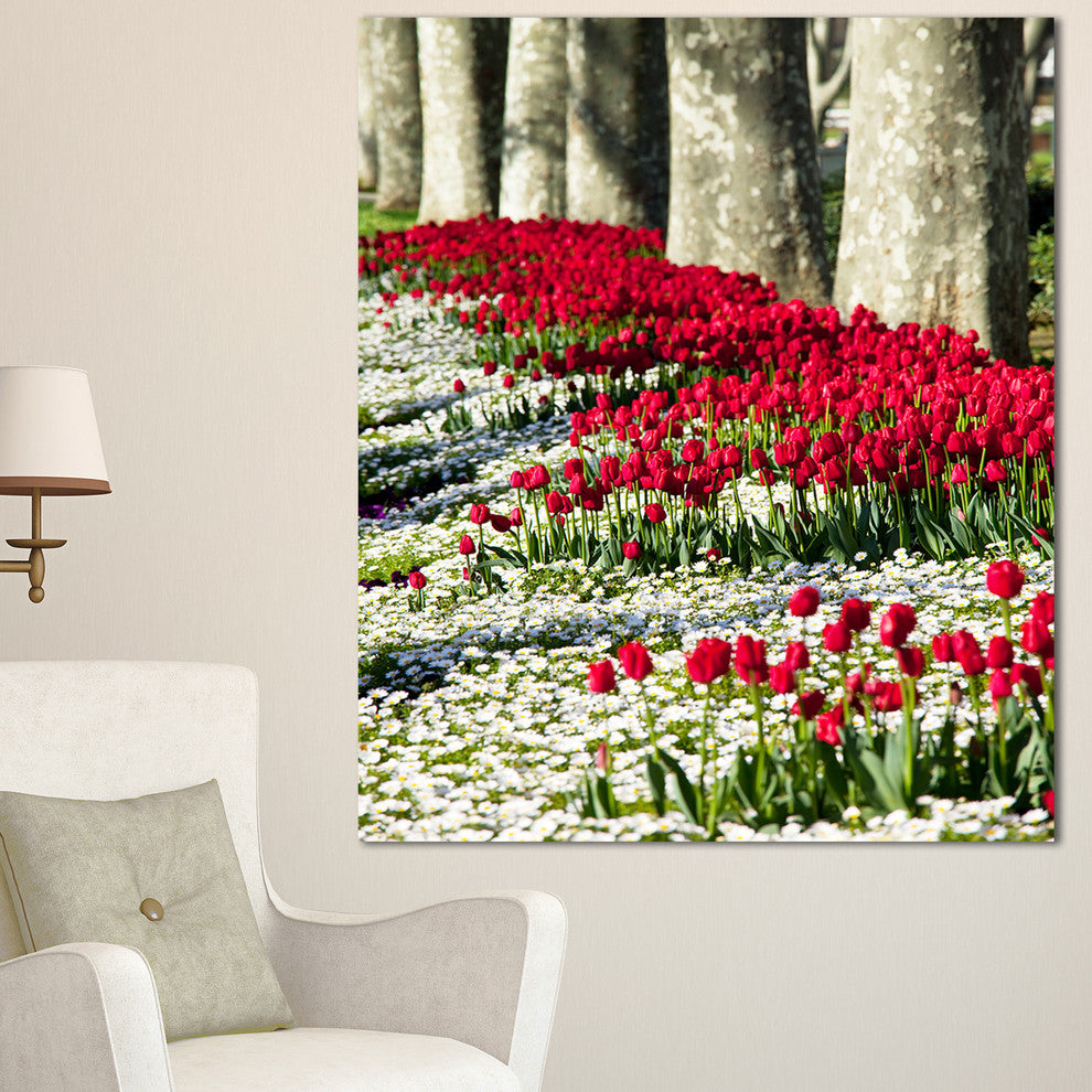 Wild Tulip Flowers in Forest Pasture, Floral Canvas Art Print, 30"x40"