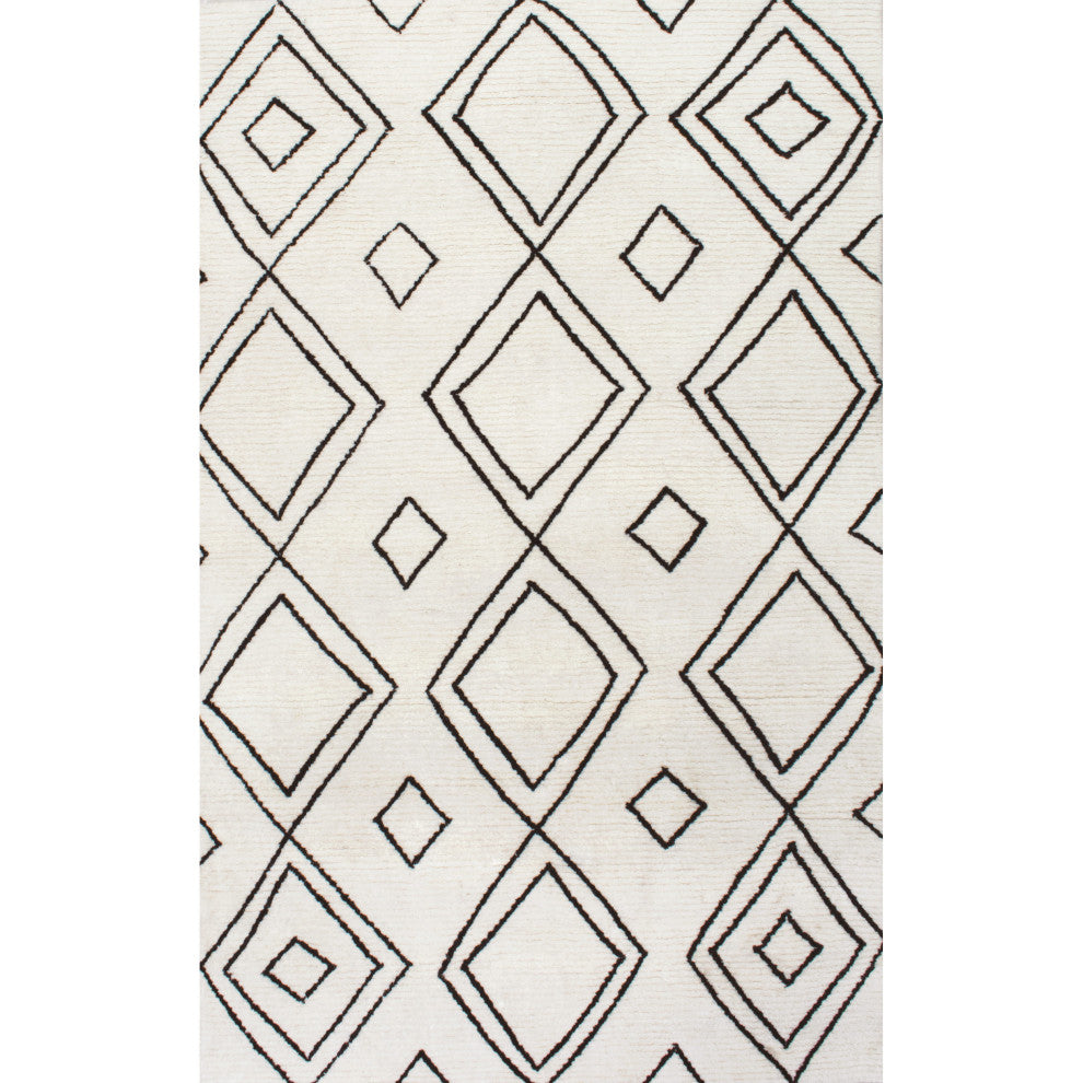 Nuloom Hand-Tufted Moroccan Diamond Wool Rug, Natural 4'x6'