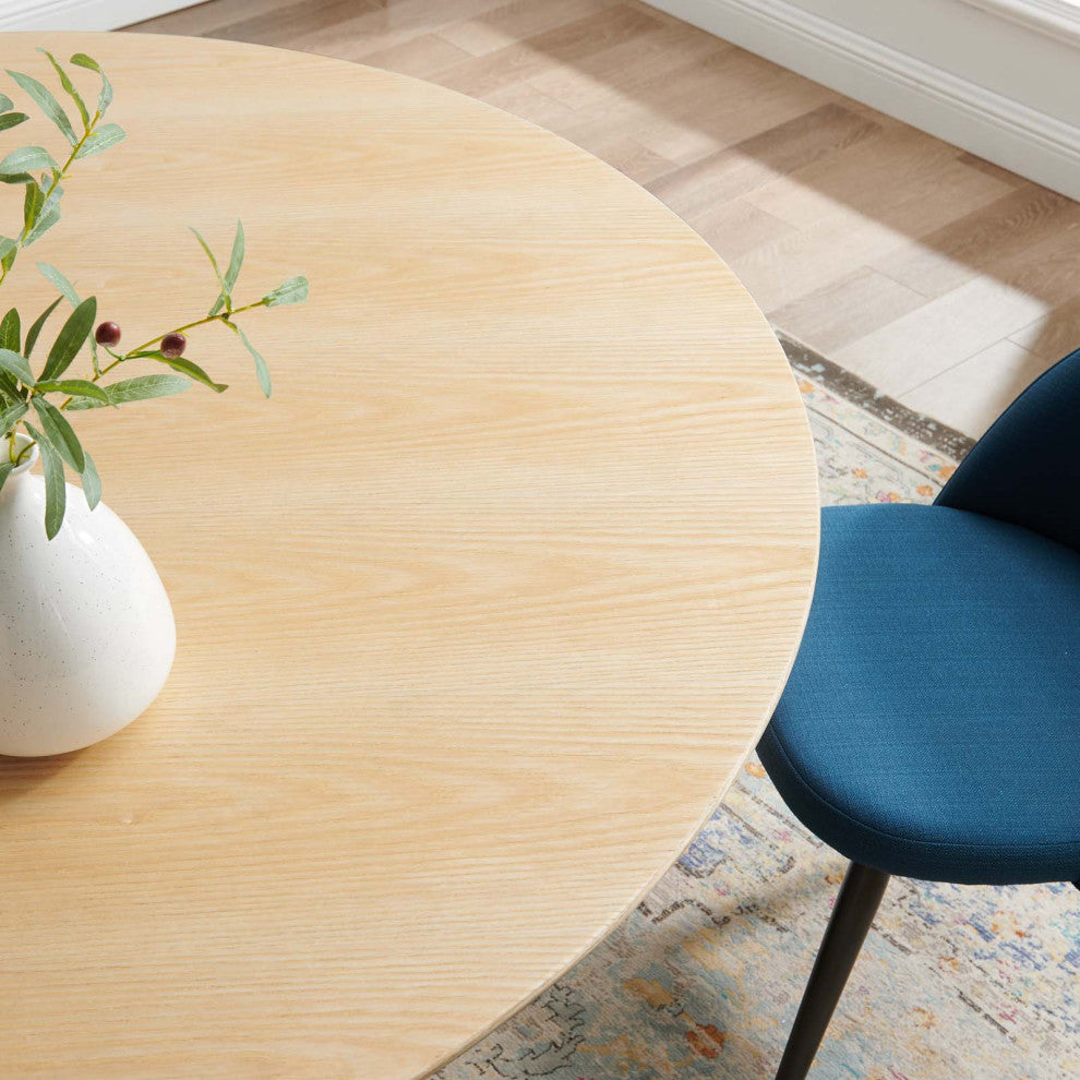 Dining Table, Round, Wood, Black Brown Natural, Modern, Cafe Bistro Restaurant