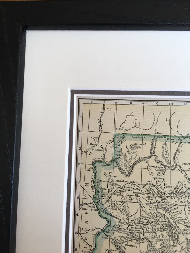 Vintage Arizona State Map, Framed Original Arizona Map- Authentic 1920s