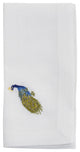 EmbroideredTable Napkins With Peacock Design (Set of 4), White, 20"x20"