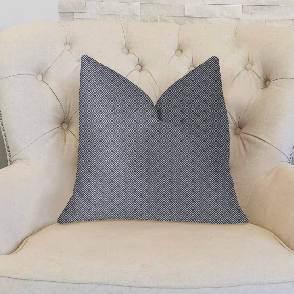 Daydream Blue and Beige Luxury Throw Pillow, 22"x22"