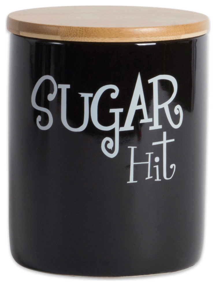 Black Coffee/Sugar/Tea Ceramic Canister Set of 3