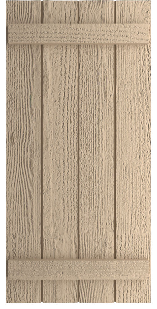 Rustic 4 Board Joined B-N-B Faux Wood Shutters, Rough Sawn, 22x36"