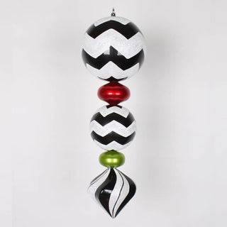 24" Black/White/Red/Lime Chevron Finial