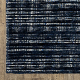 Cayden Textural Stripe Wool Blend Navy/ Blue Hand-tufted Rug 8' x 10'