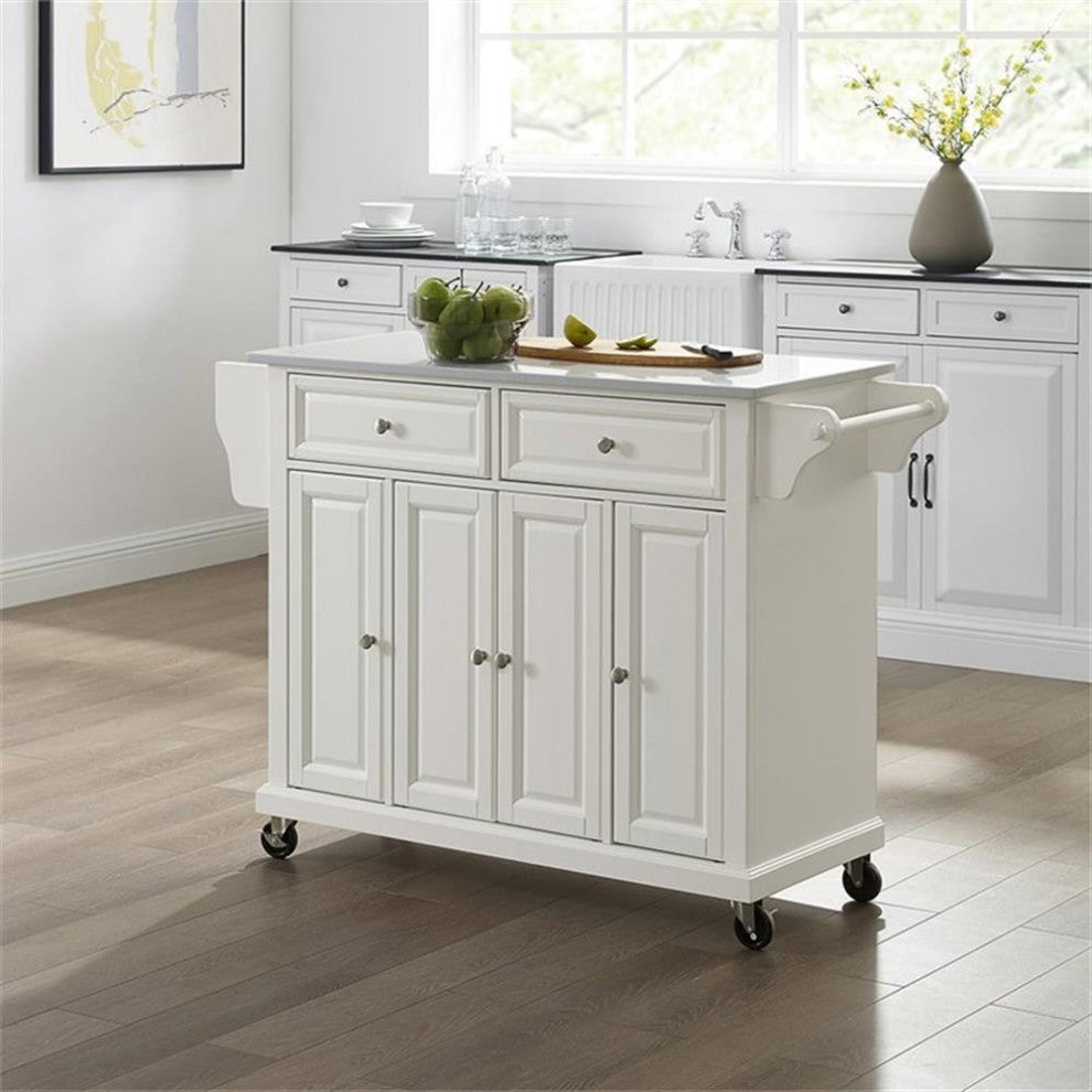Crosley Furniture MDF Wood Granite Top Kitchen Cart in White