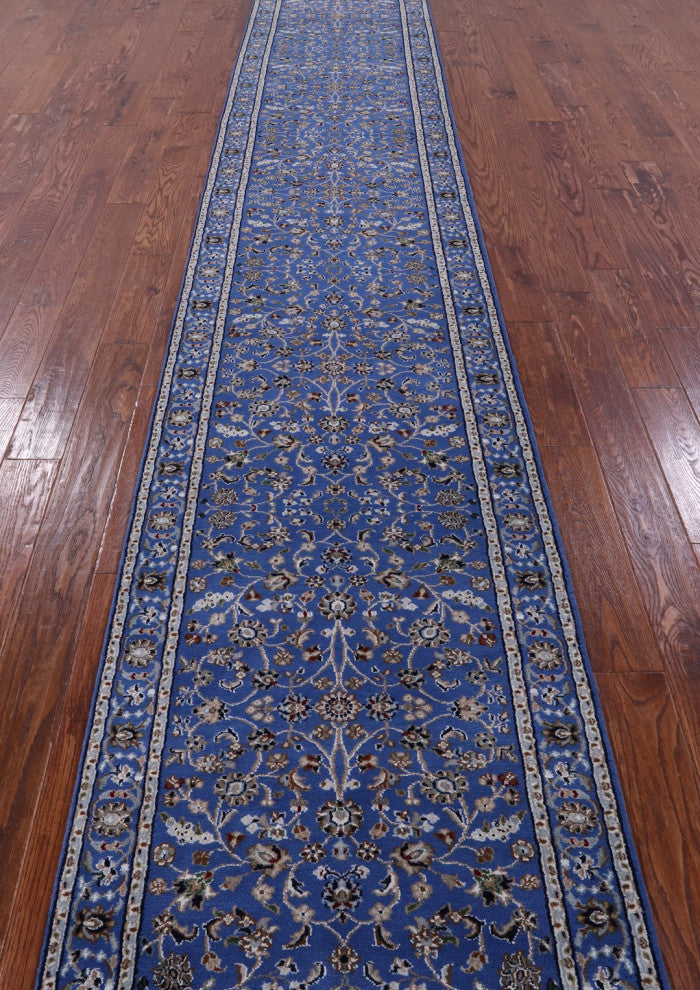 2' 9" X 15' 8" Runner Persian Nain Handmade Wool and Silk Rug Q11635