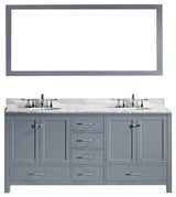 Caroline Avenue 72" Double Bathroom Vanity Set Gray, Marble Top