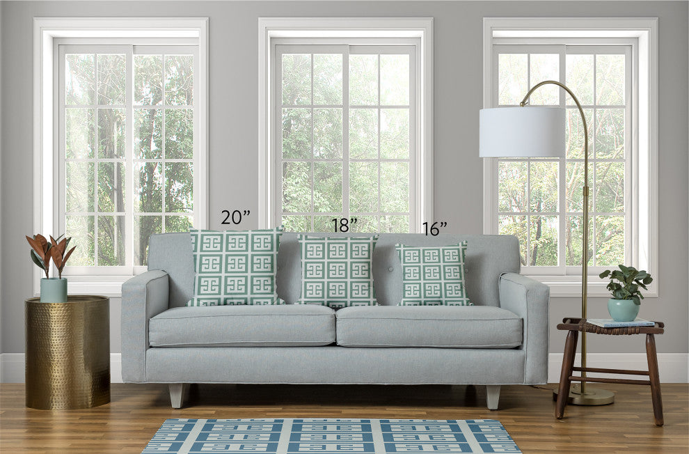 20x20" Zipper Stripe Nautical Decorative Indoor Pillow, Sage