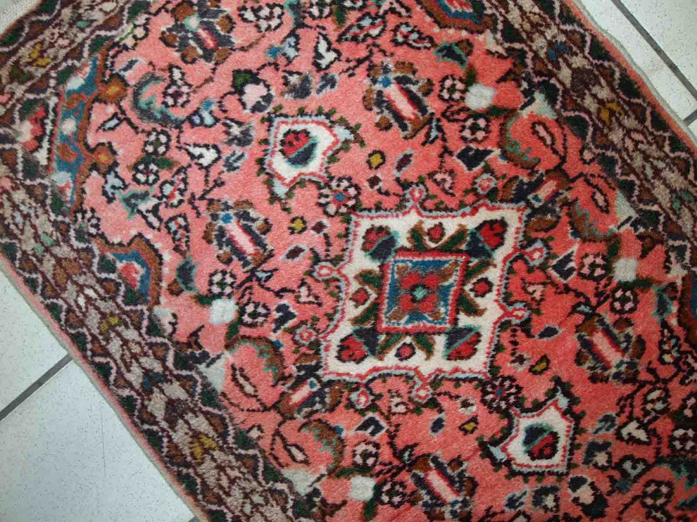 Handmade vintage Persian Lilihan rug 1.9' x 3' (59cm x 93cm) 1970s