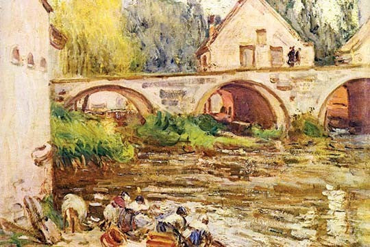 The Laundresses by Moret by Alfred Sisley, Framed Paper Poster 20"x30"