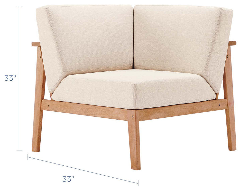 Lounge Chair, Wood, Brown Natural Taupe Gray, Modern, Outdoor Patio Cafe Bistro