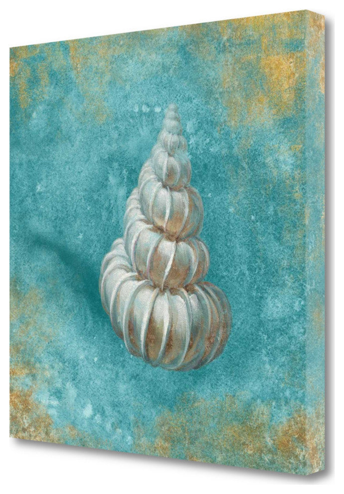 24" Majestic Seashell in the Bright Blue Sea Giclee Wrap Canvas Wall Art