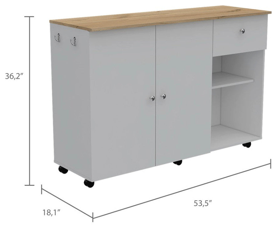 Kitchen Island Cart Indiana, Kitchen, White / Light Oak