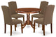 5-Piece Round 42" Table and 4-Parson Chair, Linen Fabric Dark Coffee