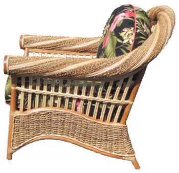 Maui Twist Arm Chair in Natural, Midnight Fabric
