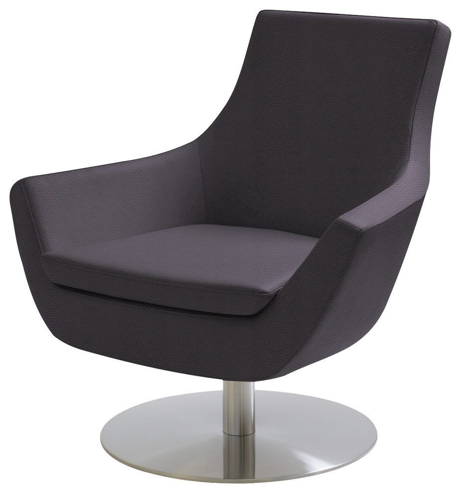 Rebecca Swivel Chair, Gray Leatherette, Stainless Steel