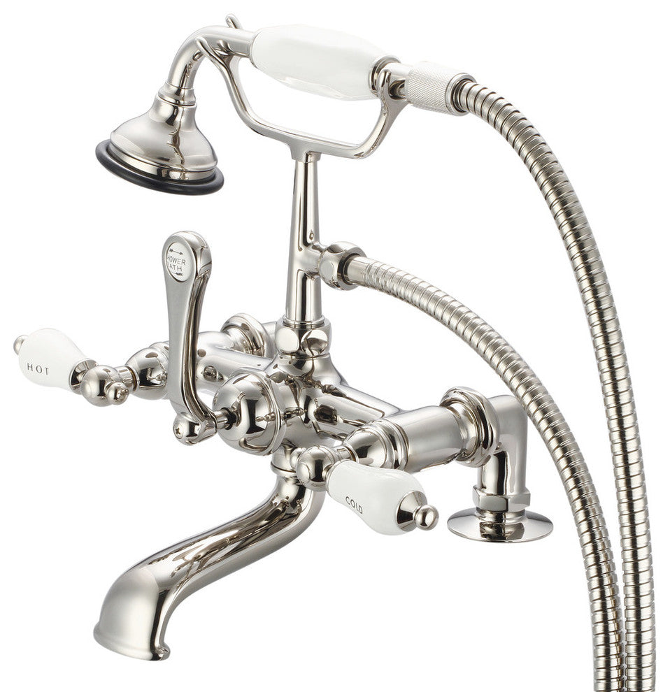 Vintage Classic Deck Mount Tub Faucet With Handshower, Polished Nickel Pvd Finis