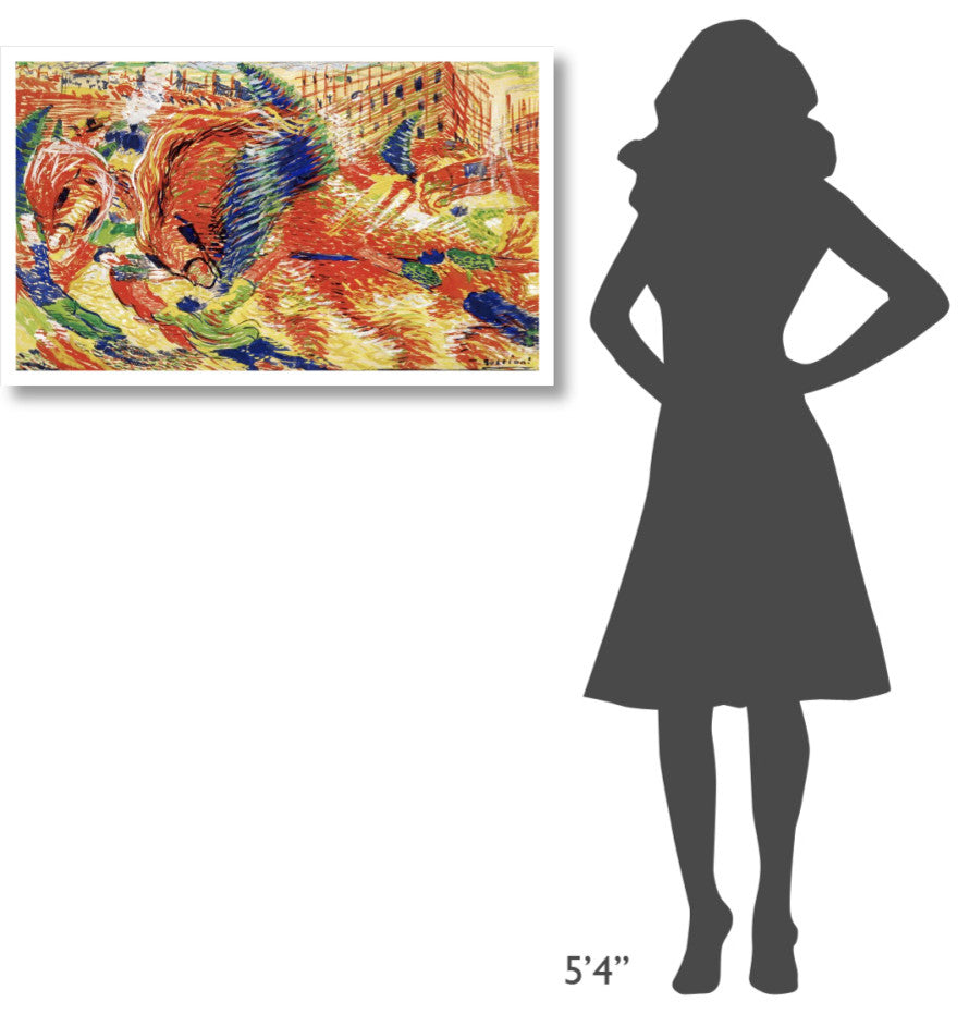 "The City Rises" Digital Paper Print by Umberto Boccioni, 38"x23"
