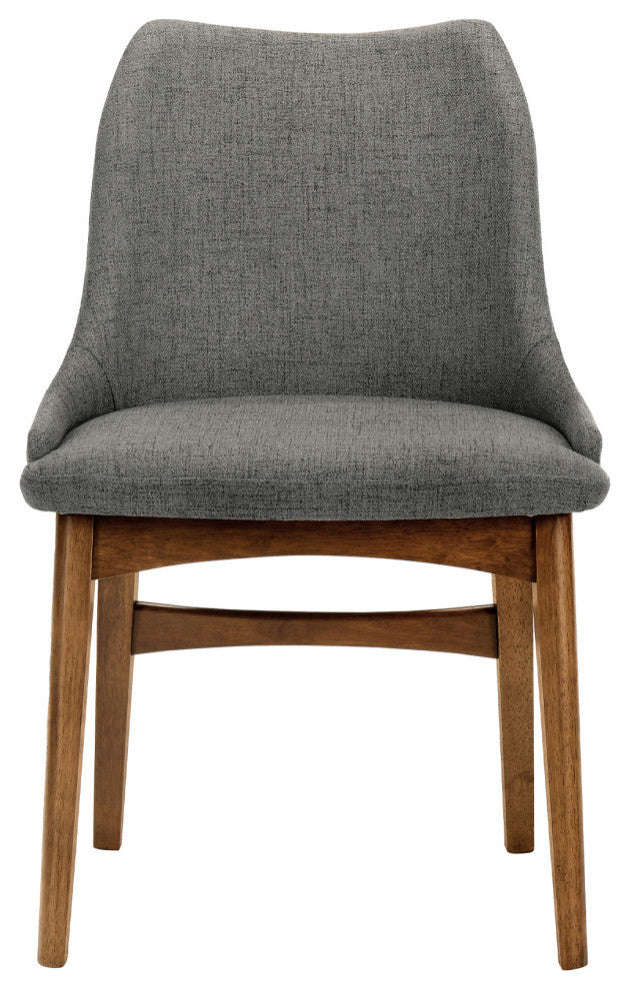 Azalea Fabric and Black Wood Dining Side Chairs, Set of 2, Charcoal