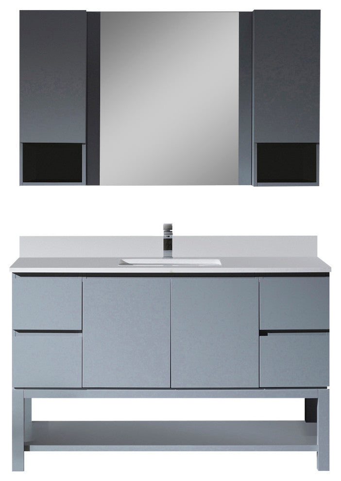 Monaco 54" Vanity Set With Mirror and Wall Cabinets