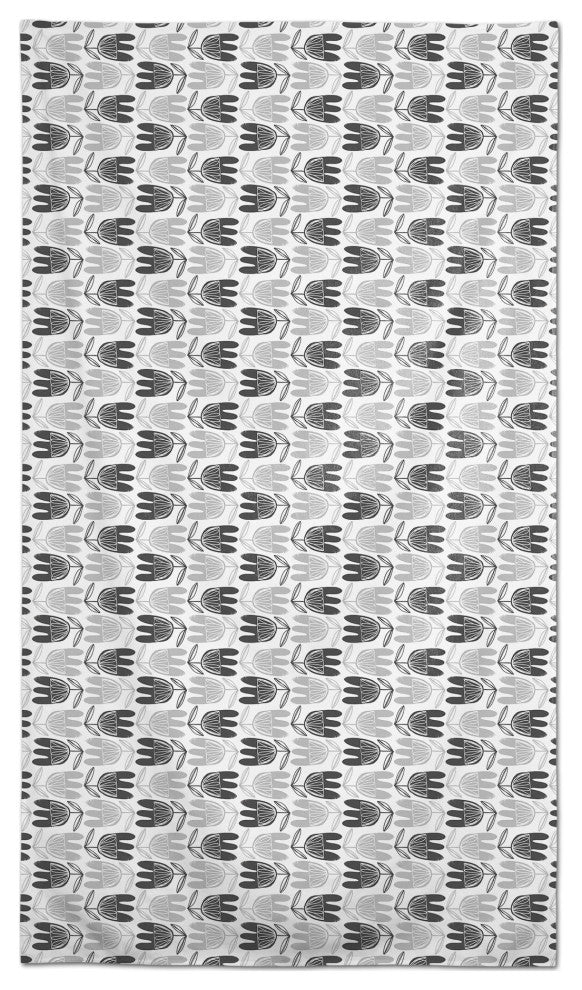 Mid Mod Gray Florals 58x102 Tablecloth