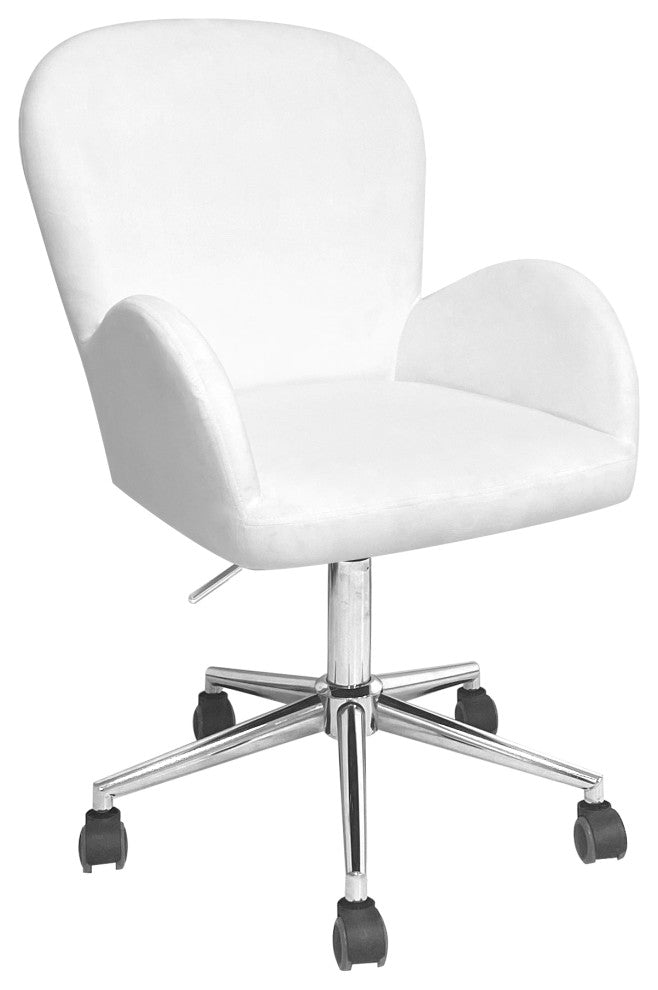 Colette Swivel Vanity Chair, White Velvet
