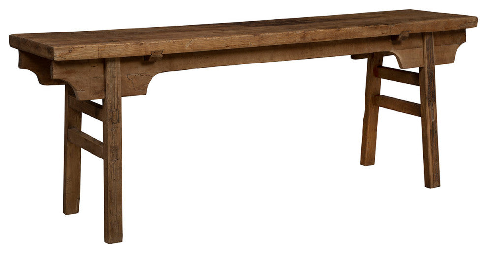 Large Peasant 82" Wide Antique Elm Console, Natural