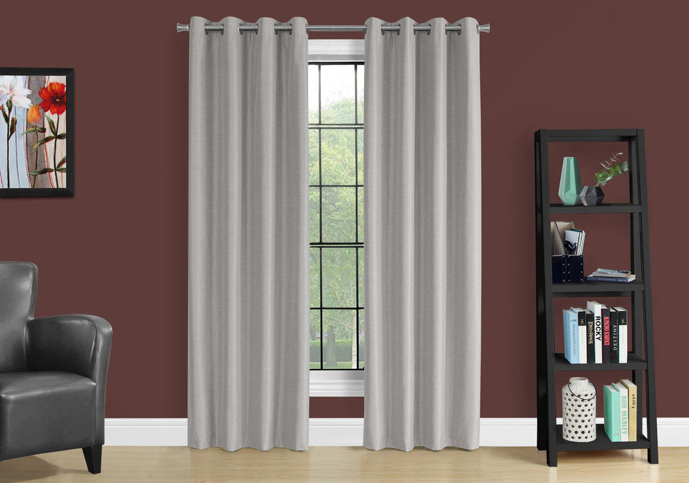 Curtain Panel, 2 Pieces, 52"Wx95"H Silver Solid Blackout