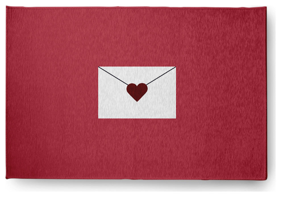 Love Letter Valentines Chenille Rug, Maroon, 2'x3'