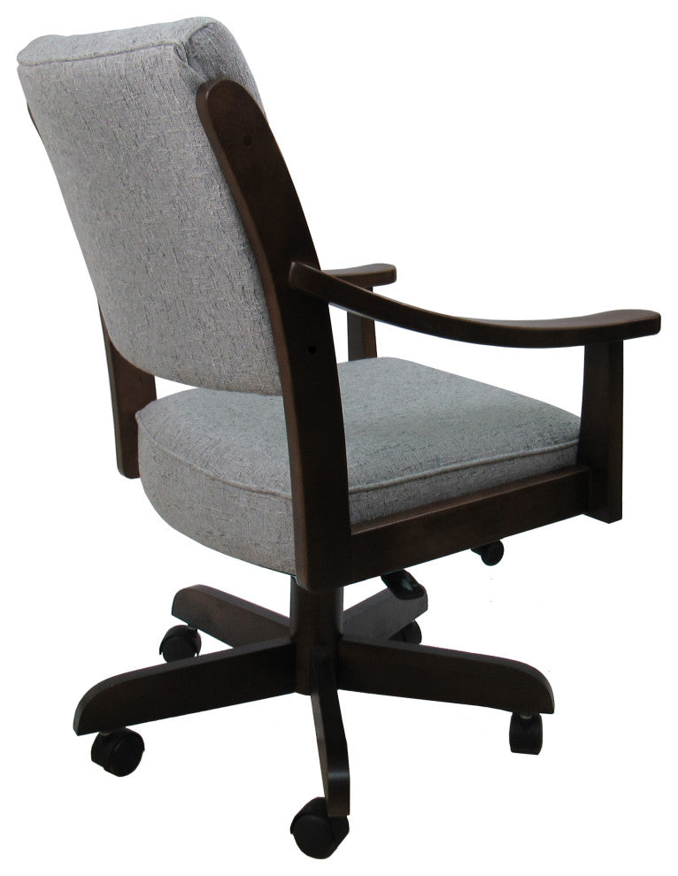 Swivel Wood Dining Caster Chair with Wheels - Casa, Hemsath Slate, Brown Honey