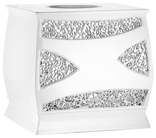 Popular Bath Sinatra White Bath Accessories Tissue Box - 6"H x 6"W x 6"D