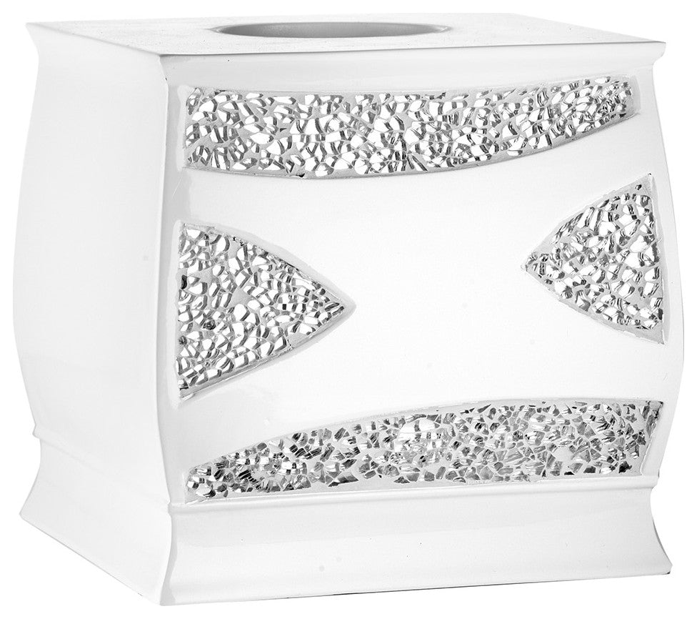 Popular Bath Sinatra White Bath Accessories Tissue Box - 6"H x 6"W x 6"D